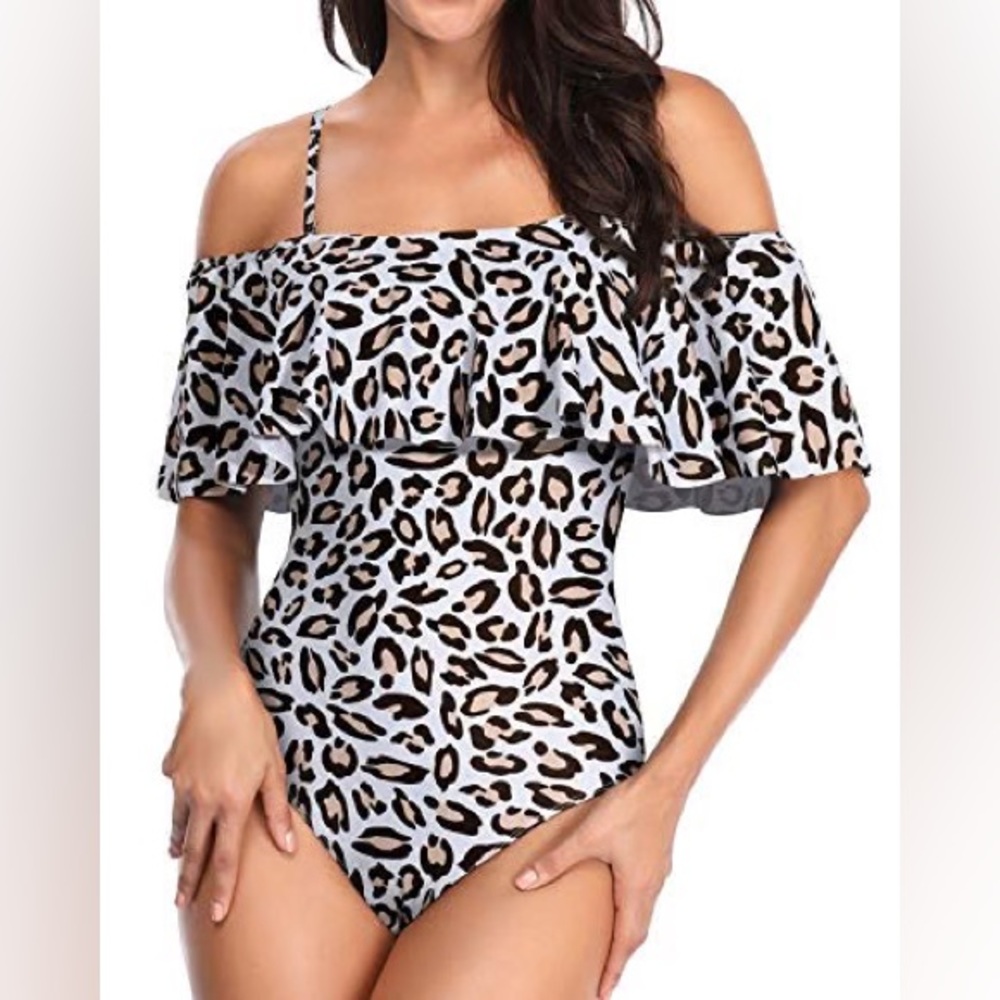 Tempt Me Padded Bra Vintage One Piece Swimsuit For Women-Leopard